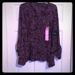 Rafaella Blouse with leather and zipper details.